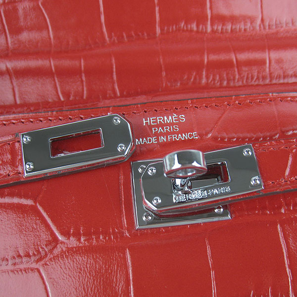 High Quality Hermes Kelly Crocodile Veins Long Clutch Bag Red H009 Replica - Click Image to Close